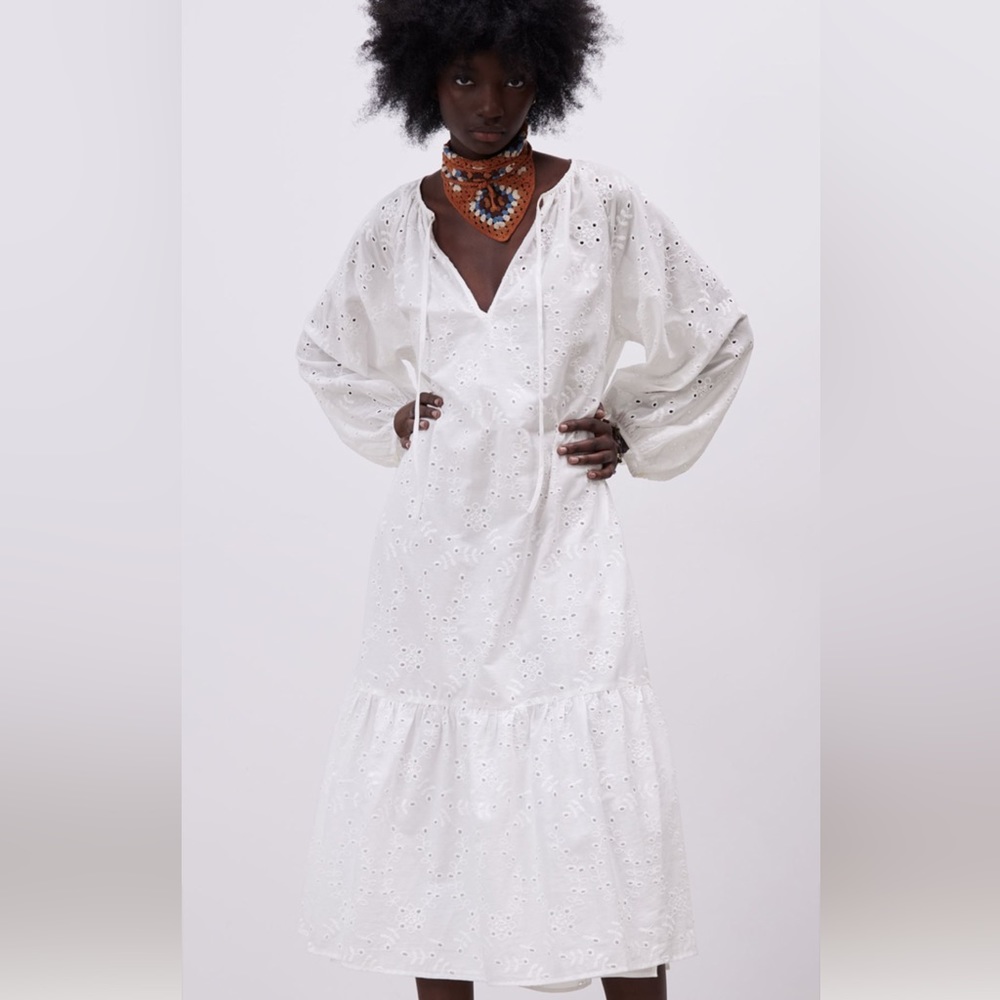 White zara midi dress